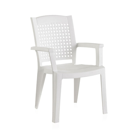 Pack de 4 sillas de plástico con reposabrazos Metal | Apilables y hechas con material reciclado