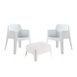 Conjunto de móveis de jardim de plástico reciclado - Costa Blanco | Cadeira e mesa para área externa