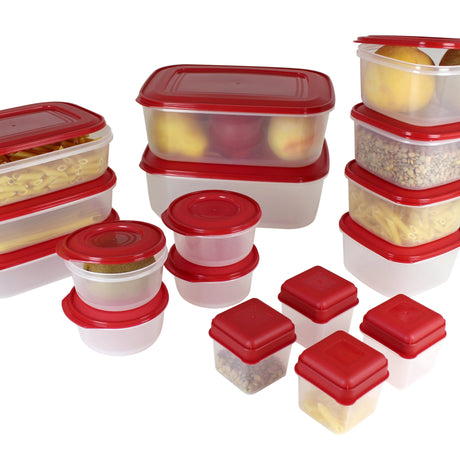 Set of 17 Easy Seal Coral Airtight Containers | Leak-Free Food Storage