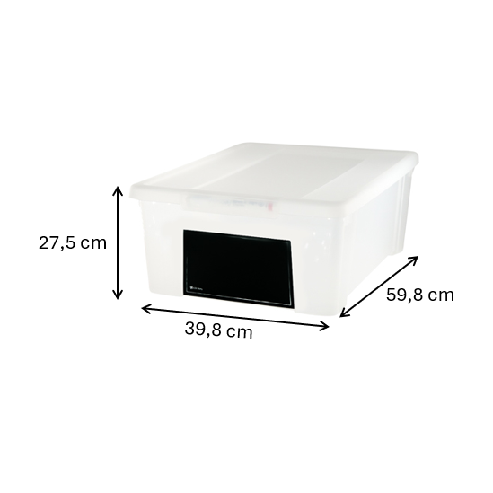 Pack de  4 Cajas de Ordenación Transparente con Tapa y Pizarra Identificativa