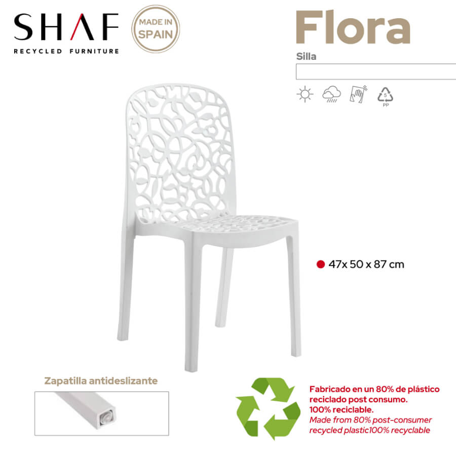 Pack de 6 Sillas Flora de Plástico Reciclado | Diseño Sostenible y Resistente