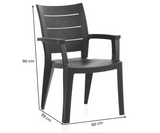 Pack x4 Sillas de Jardín Apilables Legno | Sillas con Reposabrazos y Textura imitación a Madera