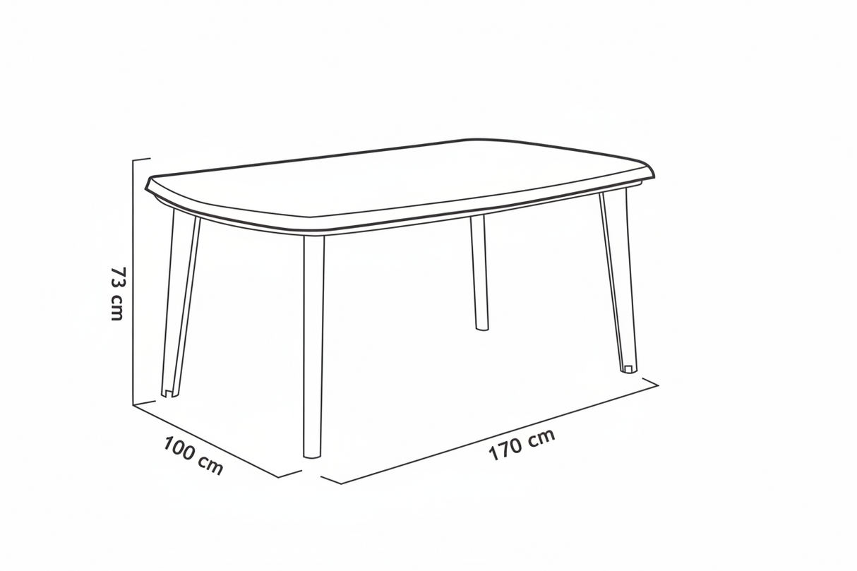 Mesa para exterior Tonelle | Hecha con polipropileno de alta calidad y medidas de 170cm x 100 cm