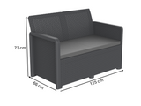 Conjunto de jardim com armazenamento - Nassau Confort Storage Graphite | Sofá, Poltronas e Mesa de Plástico Reciclado